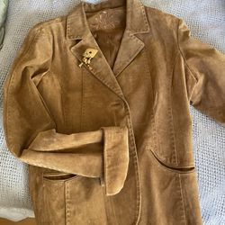 Vintage Boston proper Embroidered 90s Ladies Suede Leather Jacket 