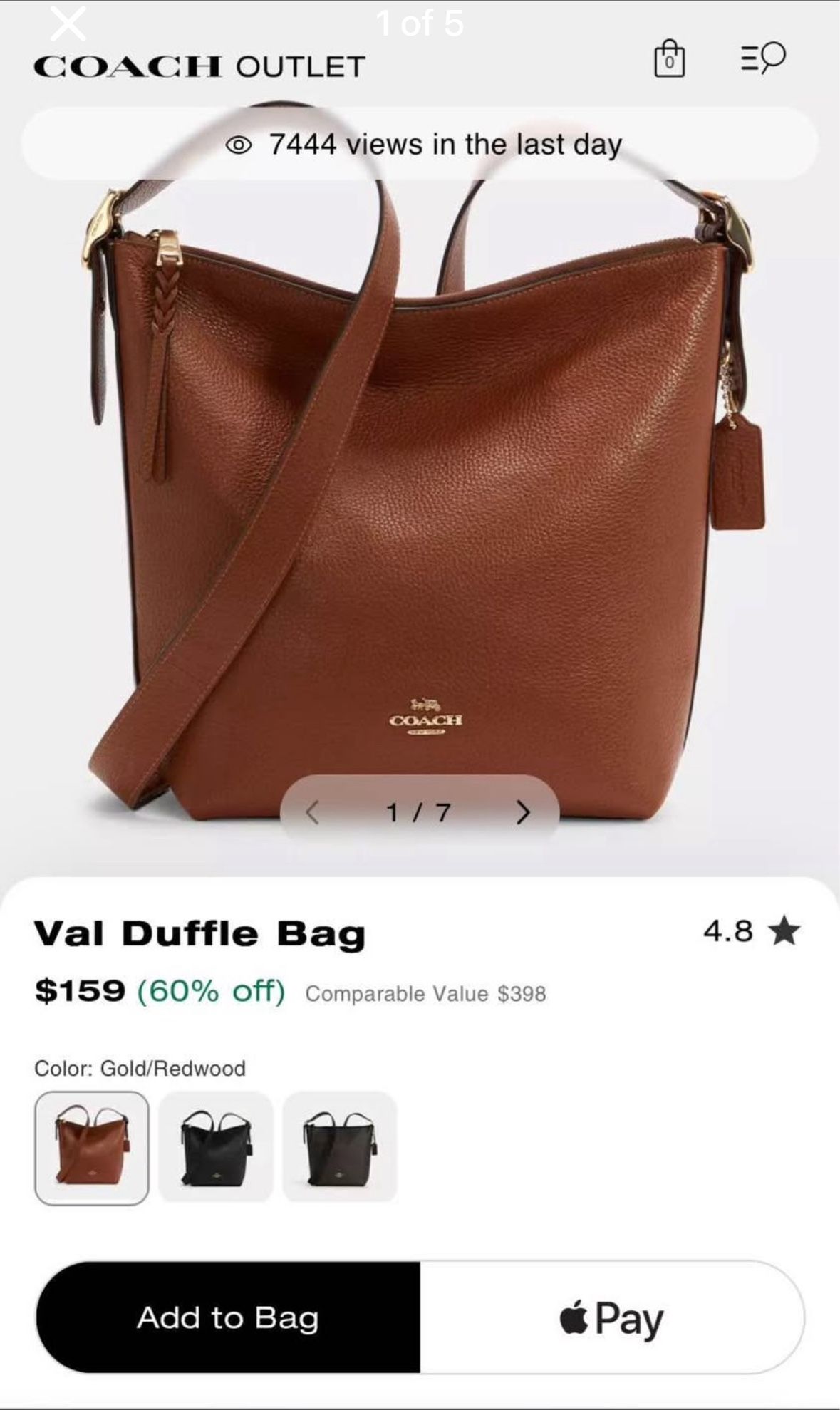 Coach Val Duffle Bag Gold/Redwood