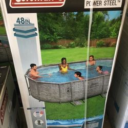 HUGE 16 Foot X 10 Foot X 48 Inch Tall Coleman Steel Frame Swimming Pool - Includes Filter, Filter Pump, Pool Ladder - NEW IN BOX