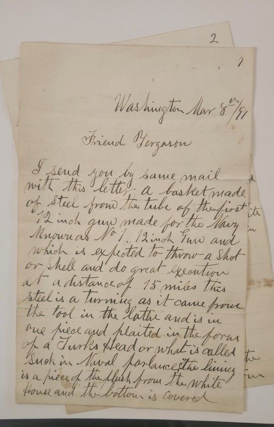 1891 DC Letter About An Interesting Naval Gift (Transcribed)