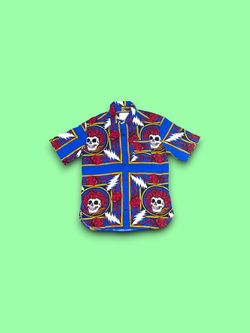 Chinatown Market AOP Grateful Dead Skull Motif Short Sleeved Button Up Shirt