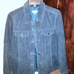 Blue Suede Leather Jacket