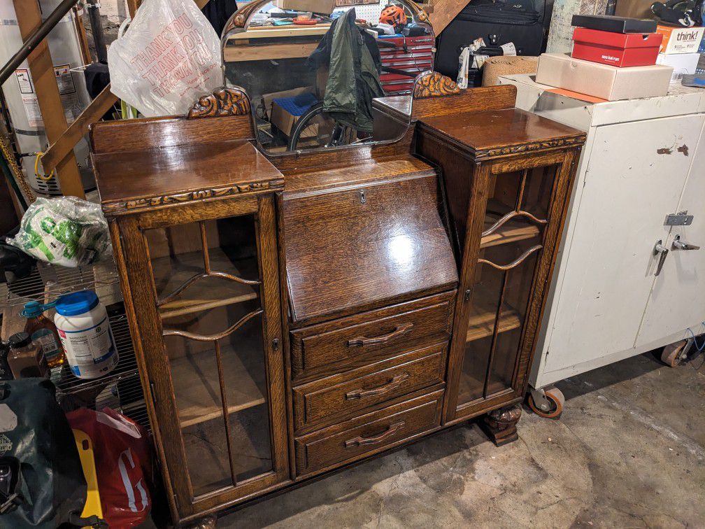 Antique Quartersawn Oak Writing Desk Side By Side