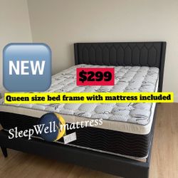 Queen Size Bed Frame With Pillow Top Mattress 