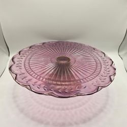 Vintage Amethyst Depression Glass Cake Stand