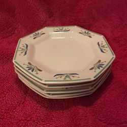 Independence Ironstone Interspace Japan Shenandoah 7” Octagon Plate Set Of 5 (crazing on some bottoms)