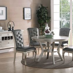 Brand New Silver 5pc Dining Table Set