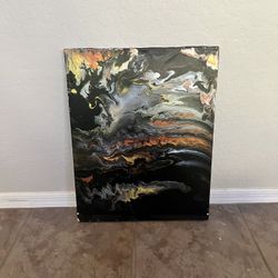 16x20 Small BRAND NEW Hand Painted Original Abstract Artwork Black and Gold