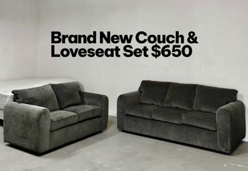 Brand New Couch & Loveseat Set   Modern and comfortable design — perfect for your living room! ✅ Brand new condition ✅ Soft gray upholstery ✅ Includes