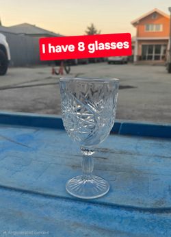 Cut Crystal Wine Goblets Set of 8