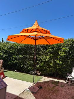 9"ft pagoda market umbrella patio color: Orange base not