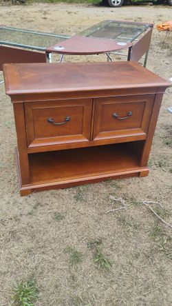 Wood TV Stand with Two Drawers file cabinet