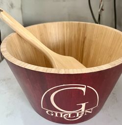  Bamboo Salad Bowl Big Saiz With Spoon 