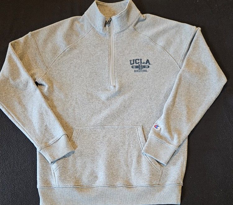 CHAMPION UCLA Bruins 1/4 Zip Pullover Sweatshirt Jacket Gray Men's Size Medium
