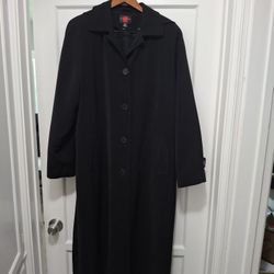Ladies Black Long Coat Size 16