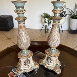 Vintage Pair Of Porcelain Lamps 