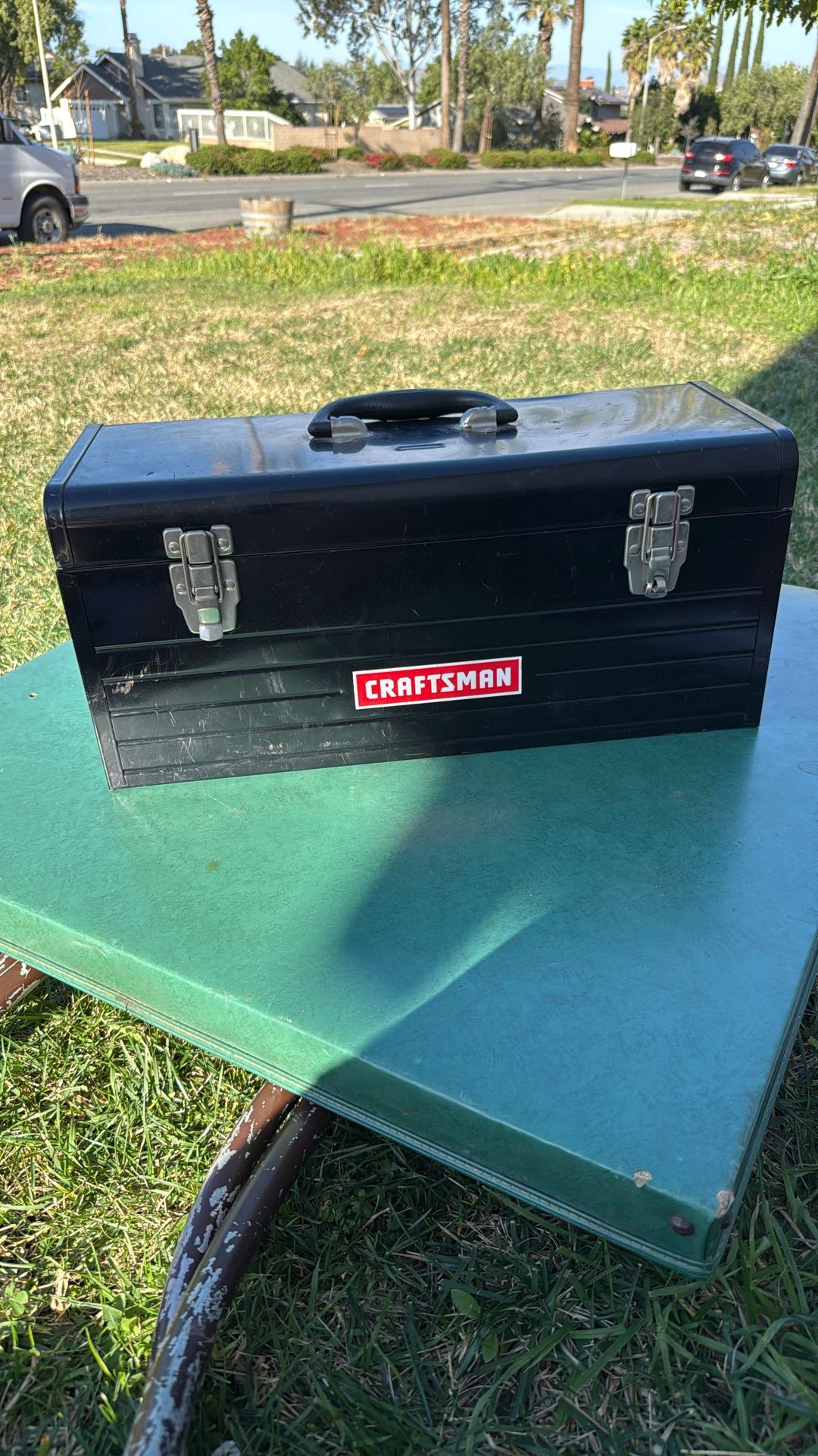Vintage Craftsman steel toolbox.