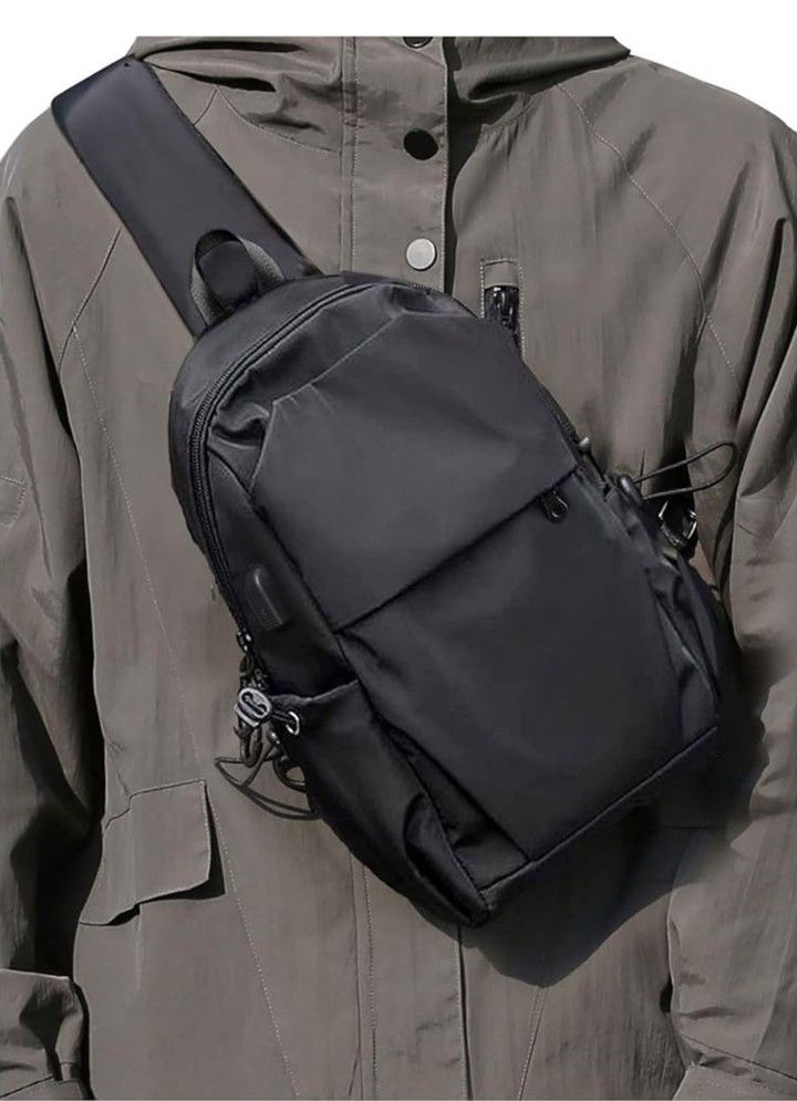 SEAFEW Small Black Sling Crossbody Backpack Shoulder Bag for Men and Women