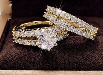 2pcs set Cubic Zirconia Ring size 8