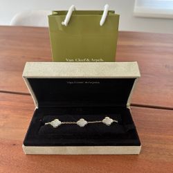 Van Cleef & Arpels 18K Gold Clover 5 Motif Bracelet