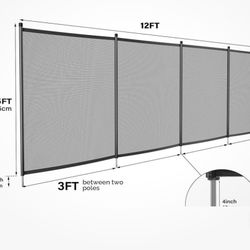 VINGLI Black Swimming Pool Fence Safety 4Ft x 48Ft
