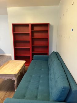 Teal Tufted Upholstered Sofa
