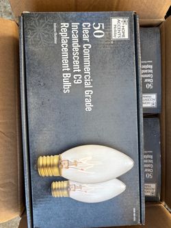 C9 size light bulbs. Clear color. New box of 50.