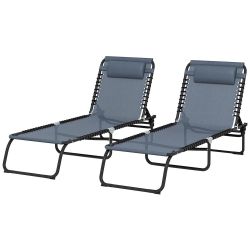 Folding Outdoor Lounge Chairs Set of 2