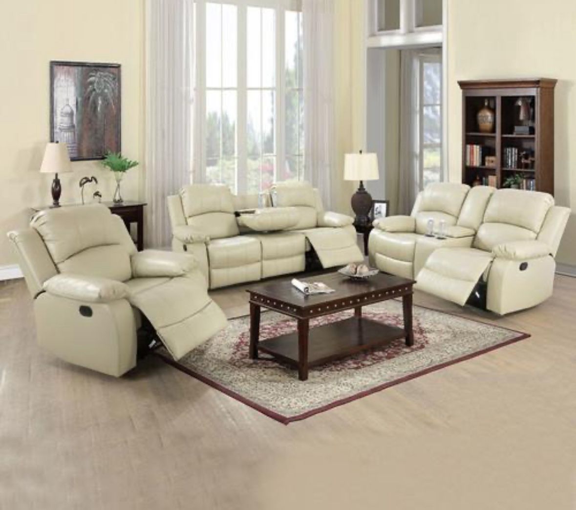 Beige 3-pc Manual Recliner Set