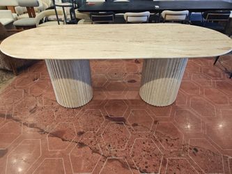 Brand New stunning Designer 87" solid travertine dining table read description