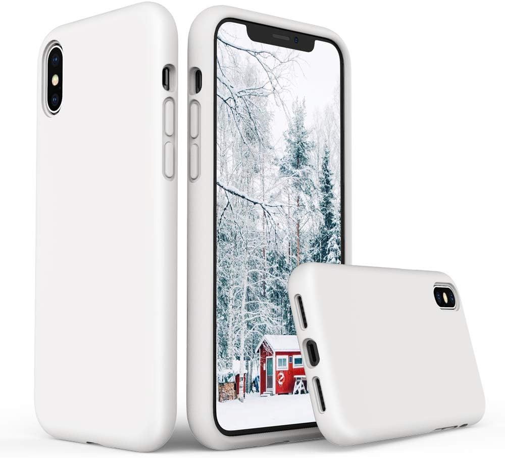 SURPHY Designed for iPhone Xs Case and iPhone X Case with Microfiber Lining, Thickened Liquid Silicone Phone Case for iPhone X XS 5.8 inches, White