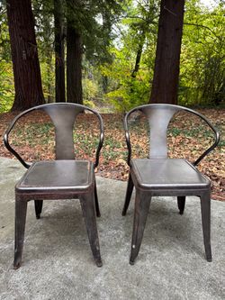 Pair of metal outdoor chairs