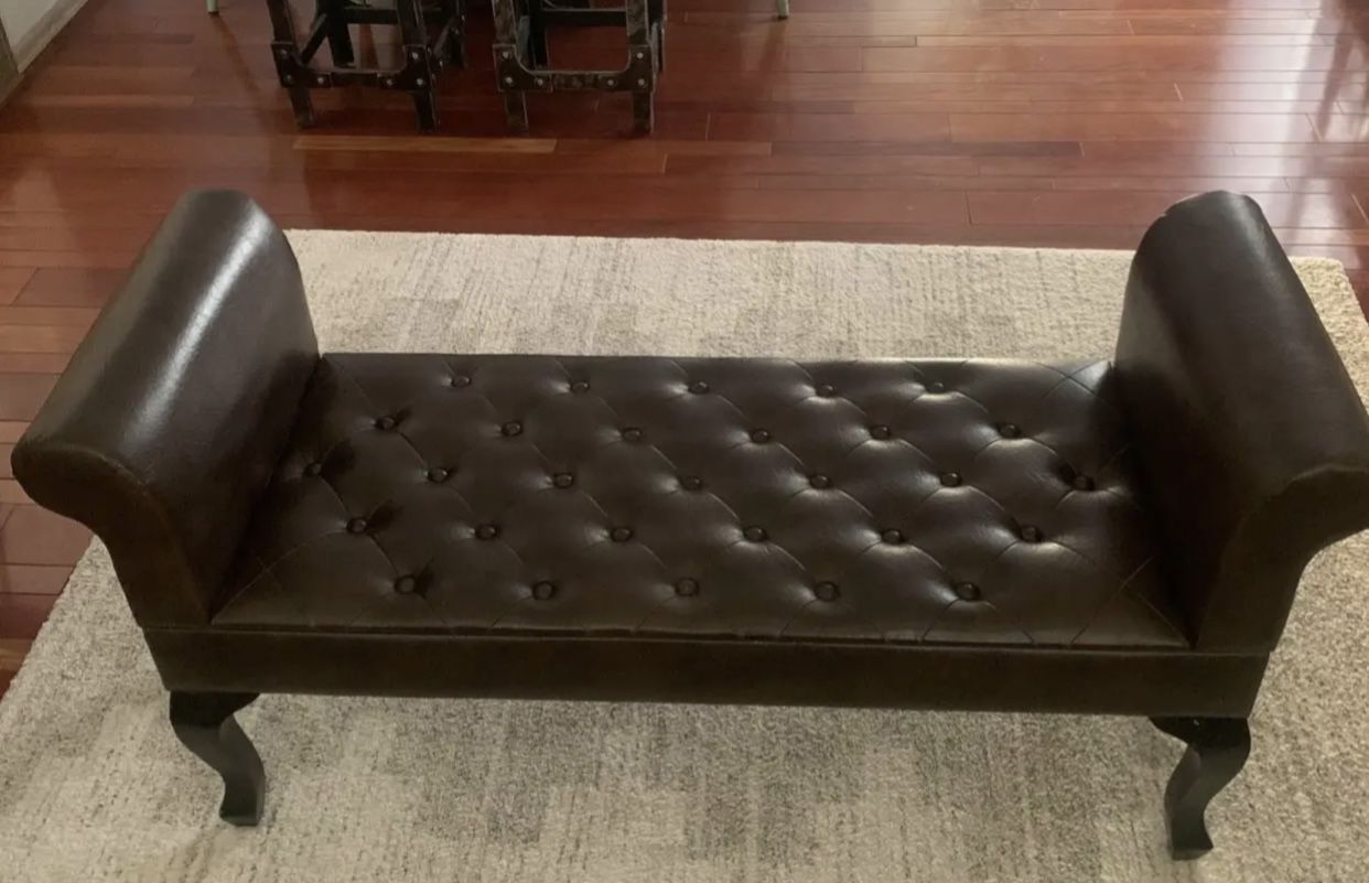 Leather Large Brown Bench