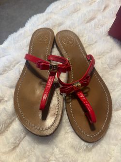 Tory Burch Red Bow Thong Sandals