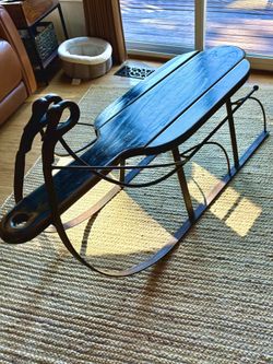 Vintage Wood And Iron Sleigh Coffee Table