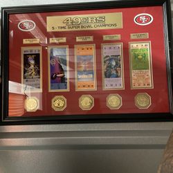 Superbowl Vintage Tickets Clean 5 With Coins Gold Plated