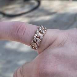 10kt Rose Gold Diamond Cuban Ring 