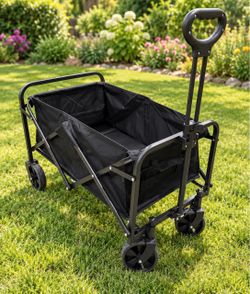 Folding Beach Wagon,Utility Grocery Wagons Carts Foldable with Wheels for Sand Camping Sports Shopping Outdoor.