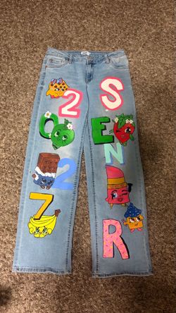 Custom Hand-Painted Shopkins Senior 2027 Jeans