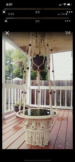 Macrame hanging planter/table