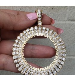 Solid 14k Gold Centenario Bezel Frame Pendant