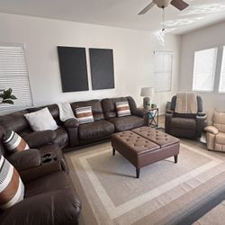 Leather Reclining 3 Piece Sectional
