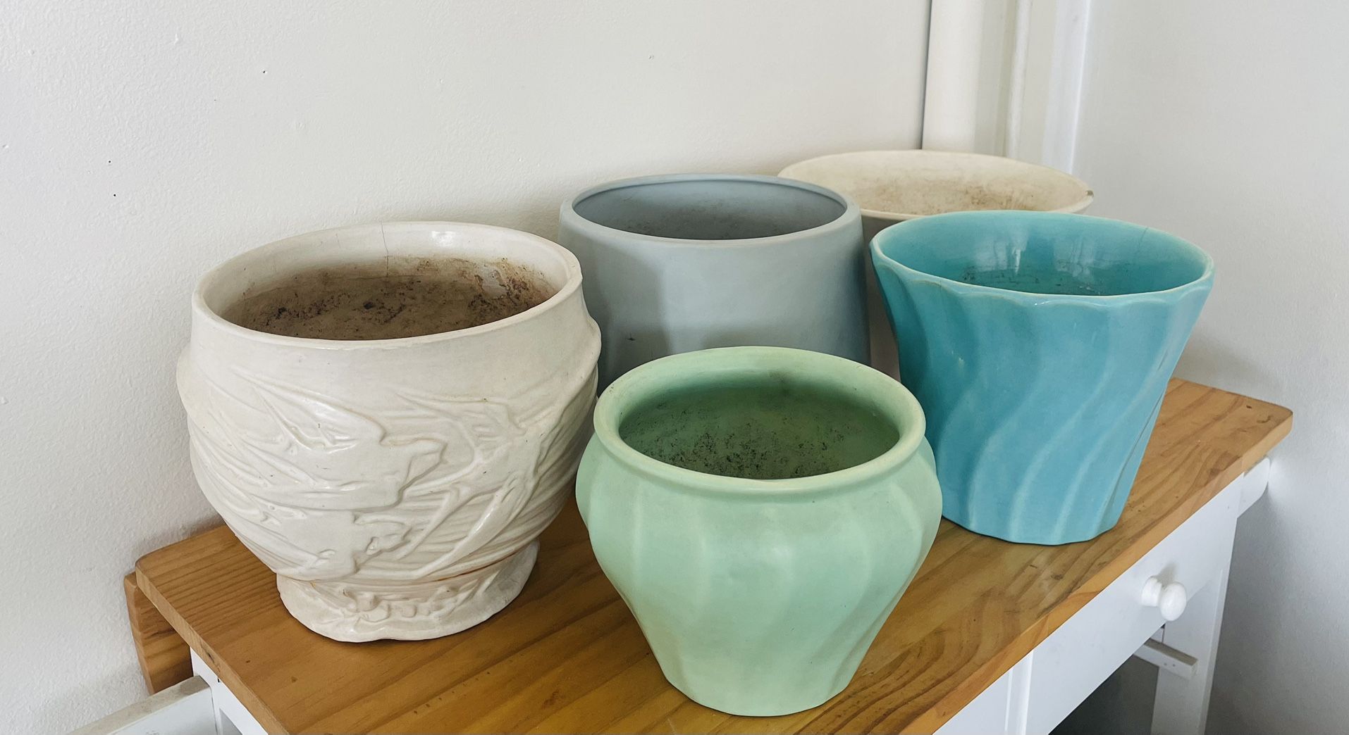 Vintage And Modern Planter Pots Small Size 6” -7” Diameter $3 Each Or $10 For All