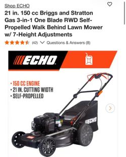 Echo 21 in. 150 cc Briggs and Stratton Gas 3-in-1 One Blade RWD Self-Propelled Walk Behind Lawn Mower w/ 7-Height As Is