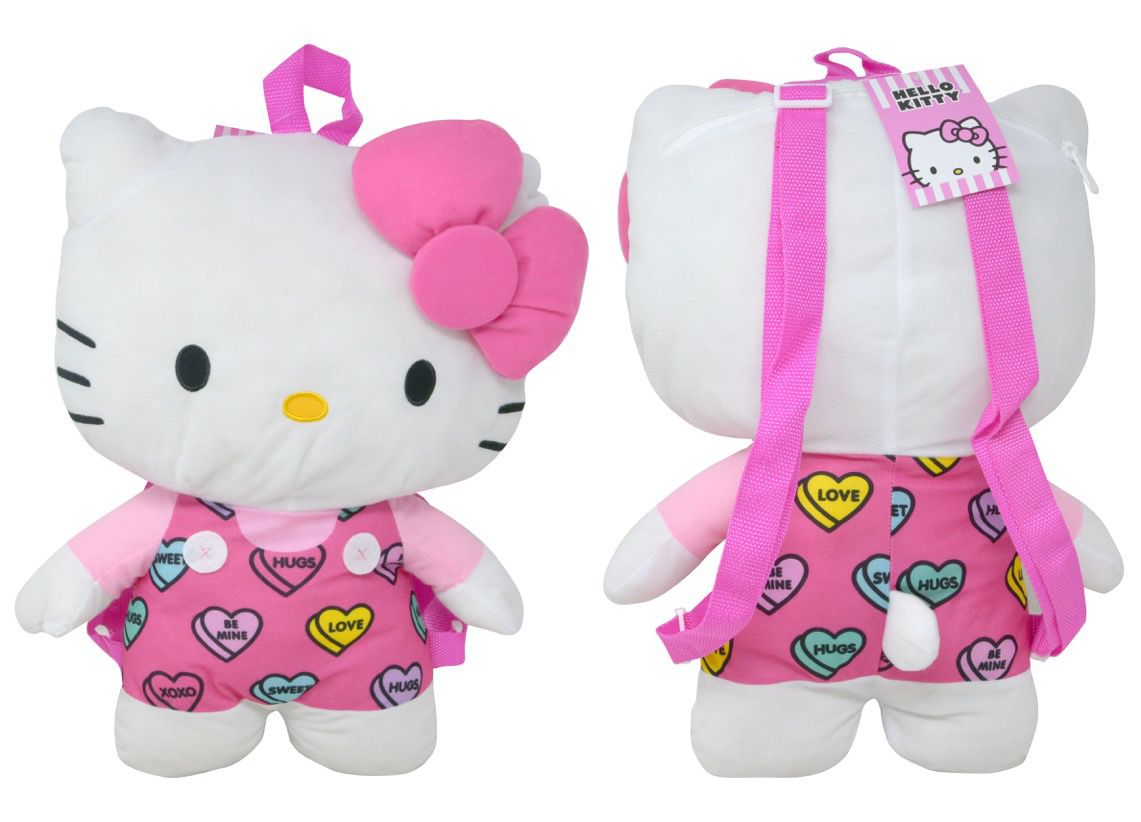 Hello Kitty 16” Hearts Plush Backpack 