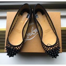 Christian Louboutin Mesh Flats with Studded Toe