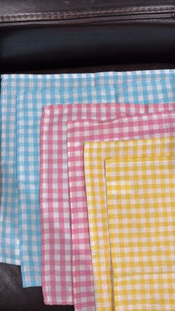 100% Cotton checkered Pink, Blue and Yellow squares