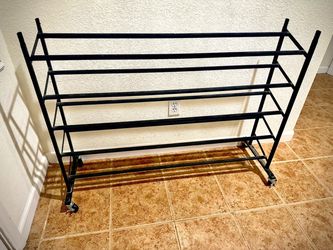 6-Tier Metal Shoe Rack on Wheels – Black