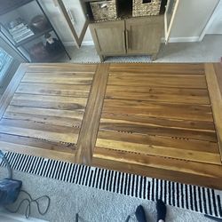 Christopher Knight Home Della Acacia Wood Dining Table, Natural Stained with Rustic Metal, 32.25 in x 69 in x 29.5 in, Brown, Grey