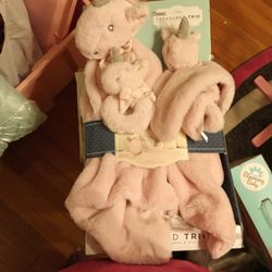 2 Blanket Buddies & Rattle Set. New Item